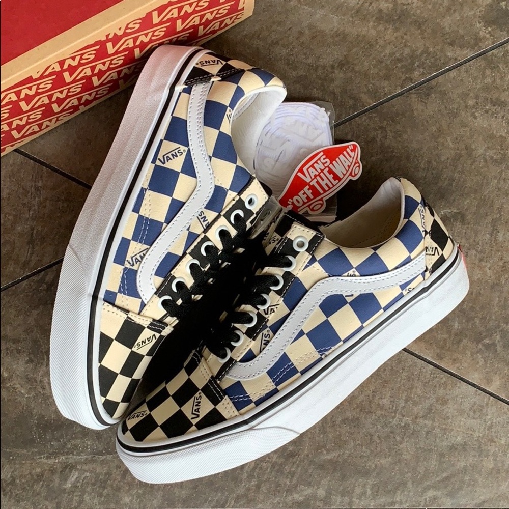 •VANS OLD SKOOL BIG CHECK black/navy women’s - Picture 1 of 16